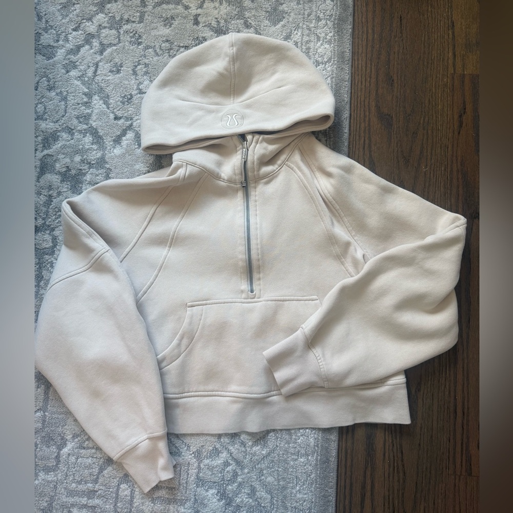 Beige Lululemon Scuba Half Zip Hoodie